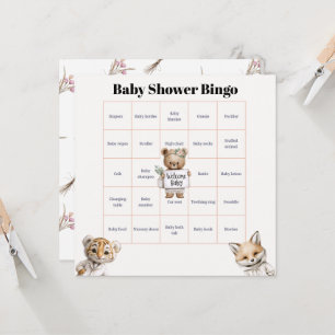 Whimsical Pajama Animals: Baby Shower Bingo Card