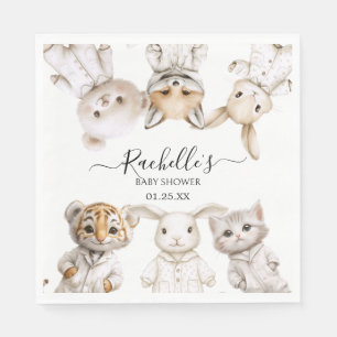 Whimsical Pajama Animals: Soft Pastel Party Accent Napkin