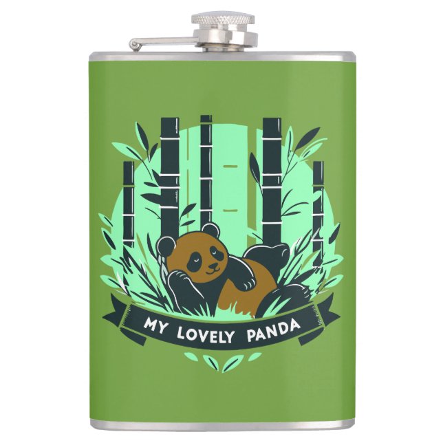 Whimsical Panda Gifts: Adorable Designs & Artwork  Hip Flask (Front)