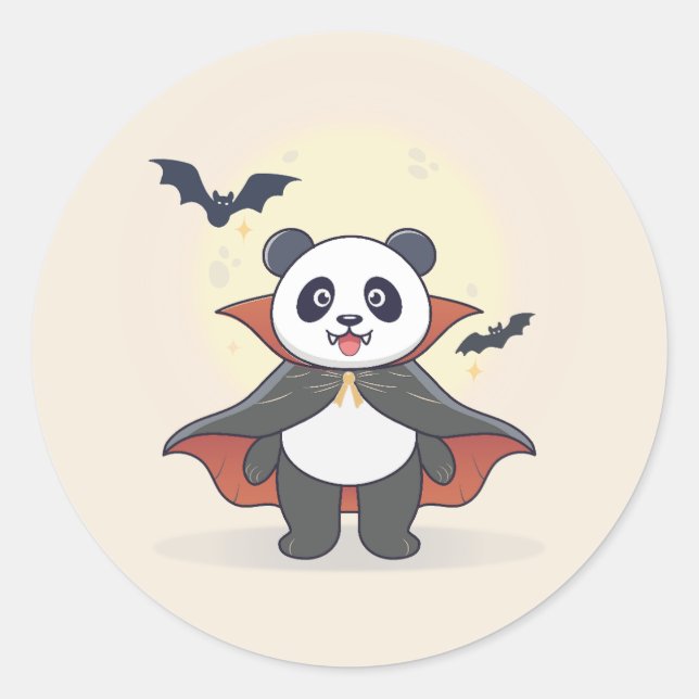 Whimsical Panda Wizard with Magic Hat Classic Round Sticker (Front)