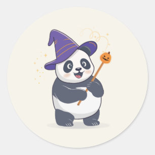 Whimsical Panda Wizard with Magic Hat Classic Round Sticker