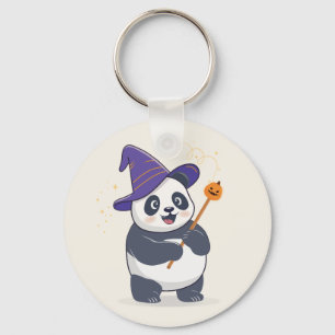 Whimsical Panda Wizard with Magic Hat Keychain