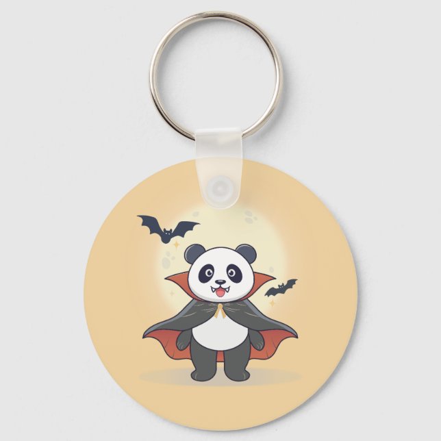Whimsical Panda Wizard with Magic Hat Keychain (Front)