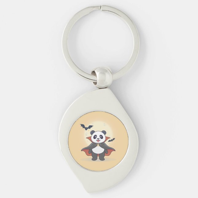 Whimsical Panda Wizard with Magic Hat Keychain (Front)