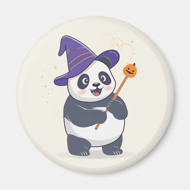Whimsical Panda Wizard with Magic Hat Magnet (Front)
