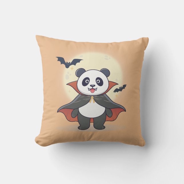 Whimsical Panda Wizard with Magic Hat Throw Pillow (Front)