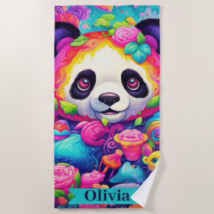 Whimsical Panda Wonderland Beach Towel