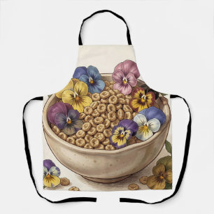 Whimsical Pansy Flower Cereal Bowl Apron
