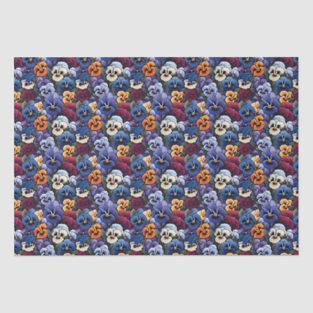 Whimsical Pansy pattern colourful Tissue Paper (Front)