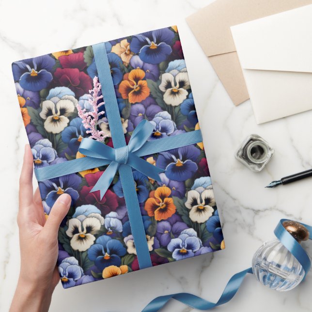 Whimsical Pansy pattern colourful Wrapping Paper (Gifting)