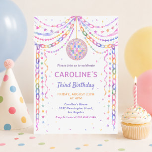 Whimsical Paper Chains Disco Garland Birthday Invitation