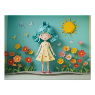 Whimsical Paper Garden Poster