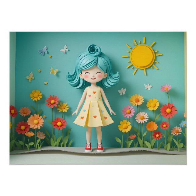 Whimsical Paper Garden Poster (Front)