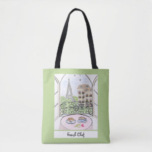 Whimsical Paris and Eiffel Tower French Chef Tote Bag
