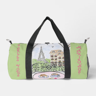 Whimsical Paris and Eiffel Tower MAHJONG Duffle Bag