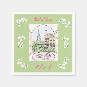 Whimsical Paris and Eiffel Tower Parley MAHJONG Napkin