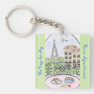 Whimsical PARIS APARTMENT KEYS Eiffel Tower  Keychain