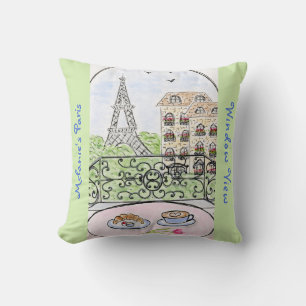 Whimsical PARIS APARTMENT Personaliz Eiffel Tower Throw Pillow