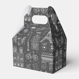 Whimsical Paris Doodles Pattern Favor Box