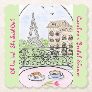 Whimsical Paris Eiffel Tower BRIDAL SHOWER Paper Coaster