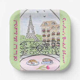 Whimsical Paris Eiffel Tower BRIDAL SHOWER Paper Plate