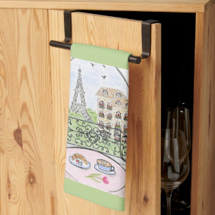 Whimsical Paris Eiffel Tower Cutlery Kitchen Towel