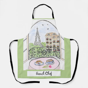 Whimsical Paris Eiffel Tower French Chef  Apron