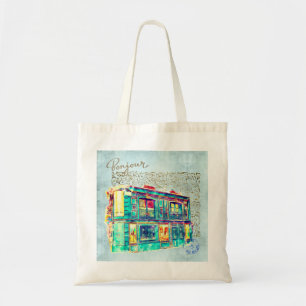 Whimsical Paris Street Scene Colourful Watercolor Tote Bag