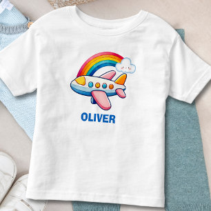Whimsical Passanger Airplane with Rainbow Toddler T-shirt