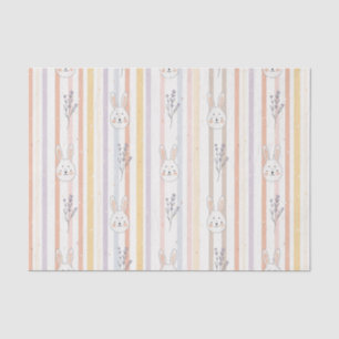 Whimsical Pastel Bunny Lavender Spring Stripe Tissue Paper