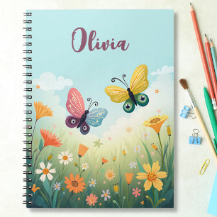 Whimsical Pastel Butterfly Garden Notebook