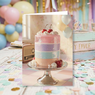 Whimsical Pastel Cake Birthday Card for Daughter