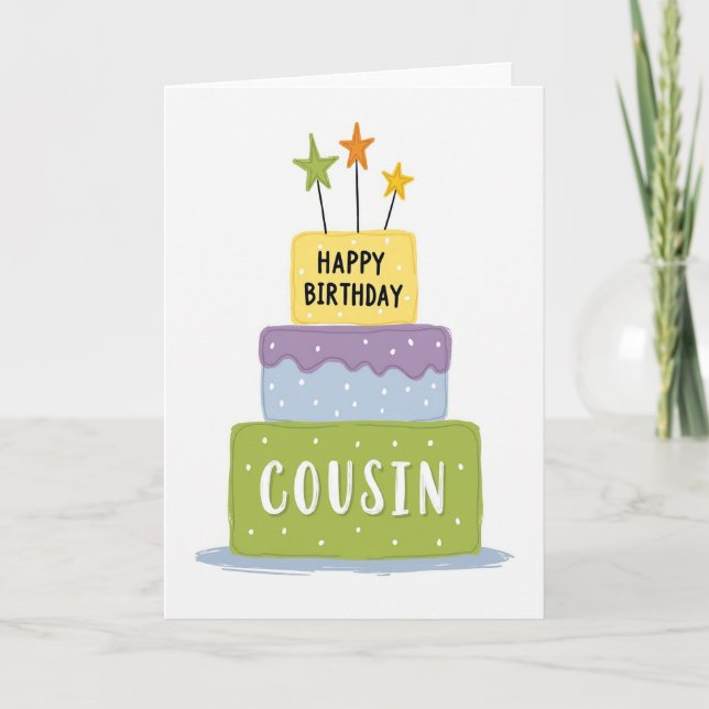 Whimsical Pastel Cake Card (Front)