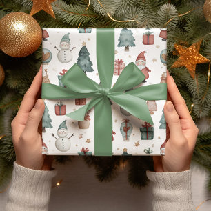 Whimsical Pastel Christmas Pattern Wrapping Paper 