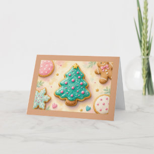 Whimsical Pastel Christmas Tree Cookie Card