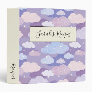 Whimsical Pastel Clouds and Stars Pattern Binder