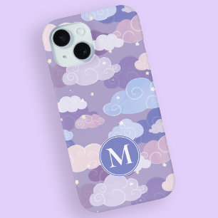 Whimsical Pastel Clouds and Stars Pattern iPhone 15 Case
