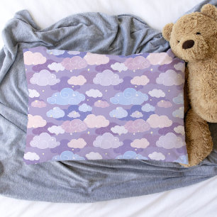 Whimsical Pastel Clouds and Stars Pattern Pillowcase