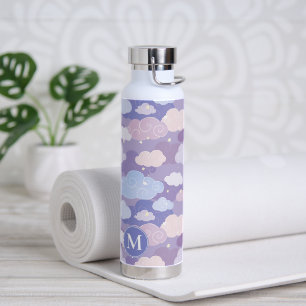 Whimsical Pastel Clouds and Stars Pattern Water Bottle