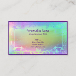 Whimsical Pastel Colour Design with Purple Border Business Card