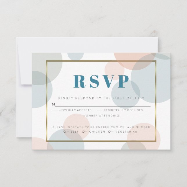 Whimsical Pastel Confetti Dots Meal Choice RSVP Card (Front)