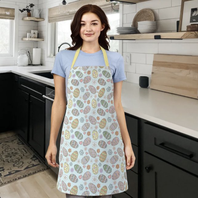 Whimsical Pastel Cute Easter Eggs Floral Patter Apron (Creator Uploaded)