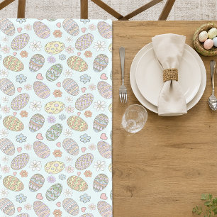 Whimsical Pastel Cute Easter Eggs Floral Patter Medium Table Runner