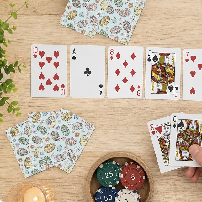 Whimsical Pastel Cute Easter Eggs Floral Patter Playing Cards (Creator Uploaded)
