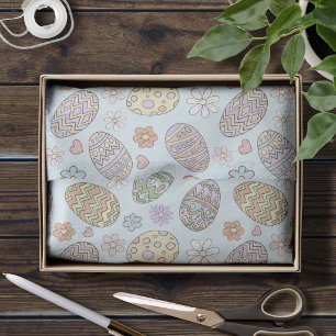 Whimsical Pastel Cute Easter Eggs Floral Pattern Tissue Paper