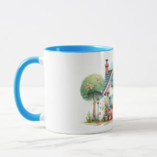 Whimsical Pastel Fairy Tale Cottage Art Mug