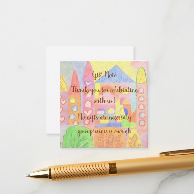 Whimsical Pastel Fairytale Castle Birthday Enclosure Card (Front/Back In Situ)