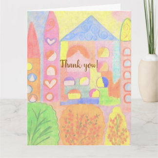 Whimsical Pastel Fairytale Castle  Thank You Card