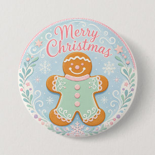 Whimsical Pastel Gingerbread Man 3 Inch Round Button