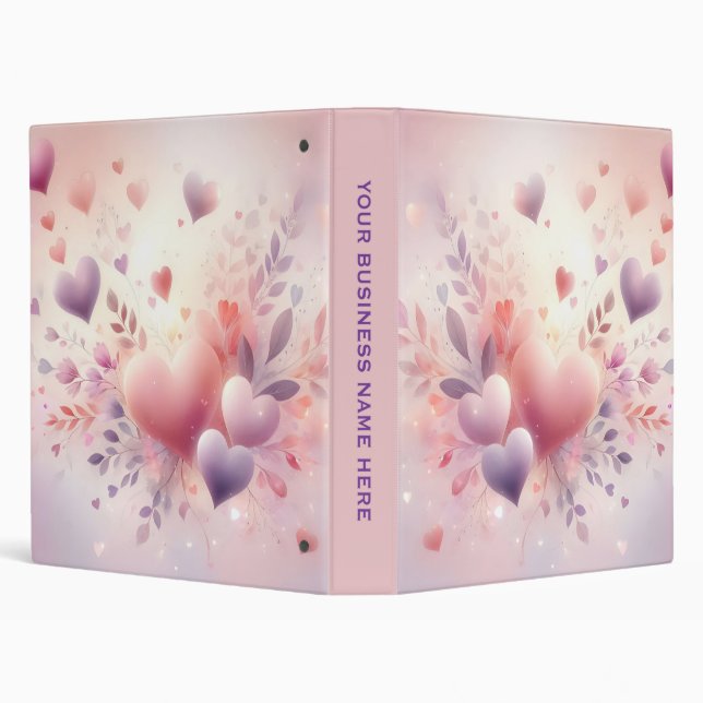 Whimsical Pastel Hearts Romantic Floral Love Binder (Background)